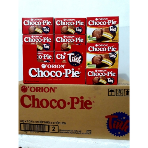 Bánh ORION Choco-Pie Tình hộp (2 cái x 33g ) Thùng 4 bloc x 12 hộp